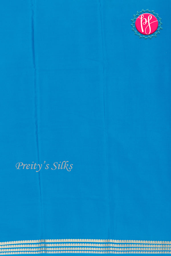 Pure Mysore Crepe Silk Saree-Royalblue And Tealblue-PA19960