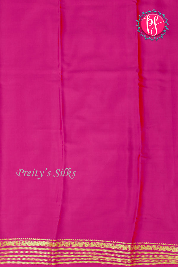 Pure Mysore Crepe Silk Saree-Bottlegreen And Pink-PA28717