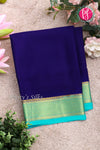 Pure Mysore Crepe Silk Saree -Navyblue And Turquoiseblue-PF82724