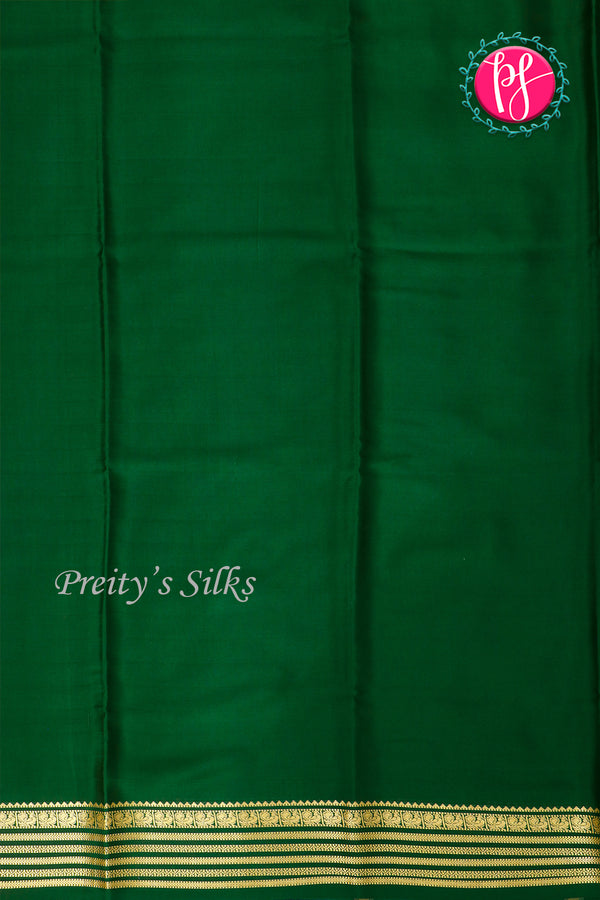 Pure Mysore Crepe Silk Saree-Yellow And BottleGreen-PA28717