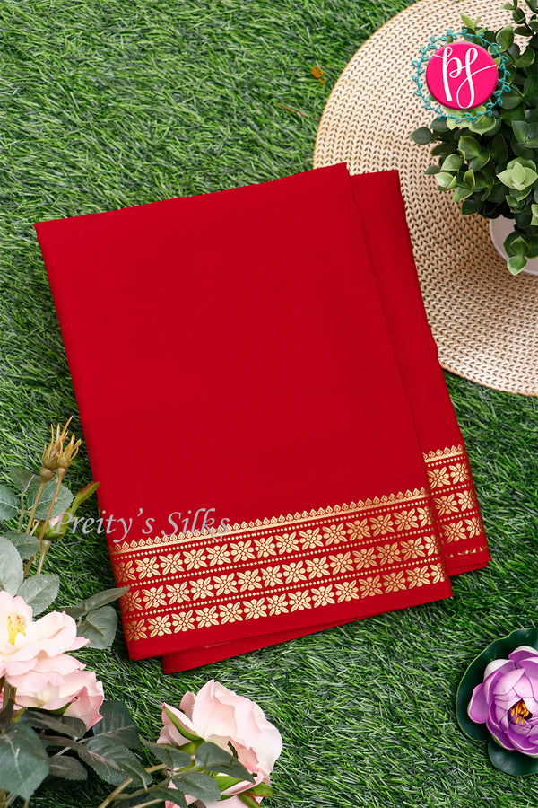 Pure Mysore Crepe Silk Saree-Red-PA19578