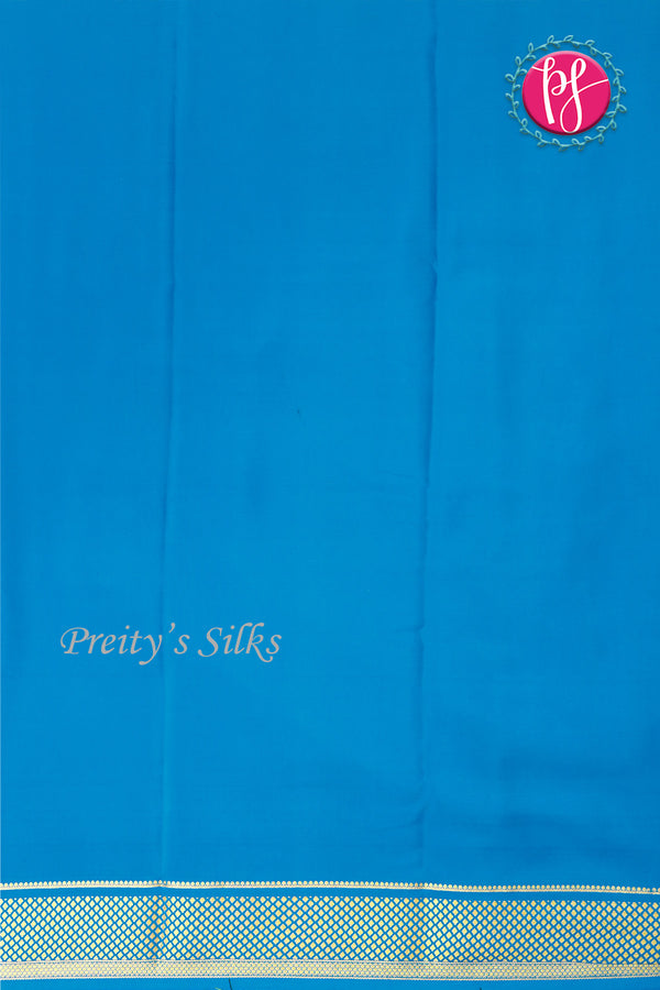 Pure Mysore Crepe Silk Saree -Royalblue And Skyblue-PA10699