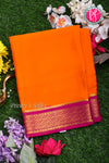 Pure Mysore Crepe Silk Saree-Orange And Pink-PA22355