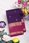 Half Pure Kanchipuram Silk Saree-Navyblue And Wine-PA25832