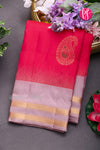 Pure Kanchipuram Silk Saree-Red And Blush Pink-PA04407