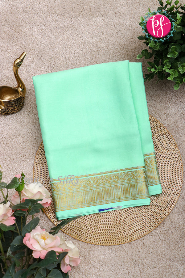 Pure Mysore Crepe Silk Saree-Mint Green-PF84310