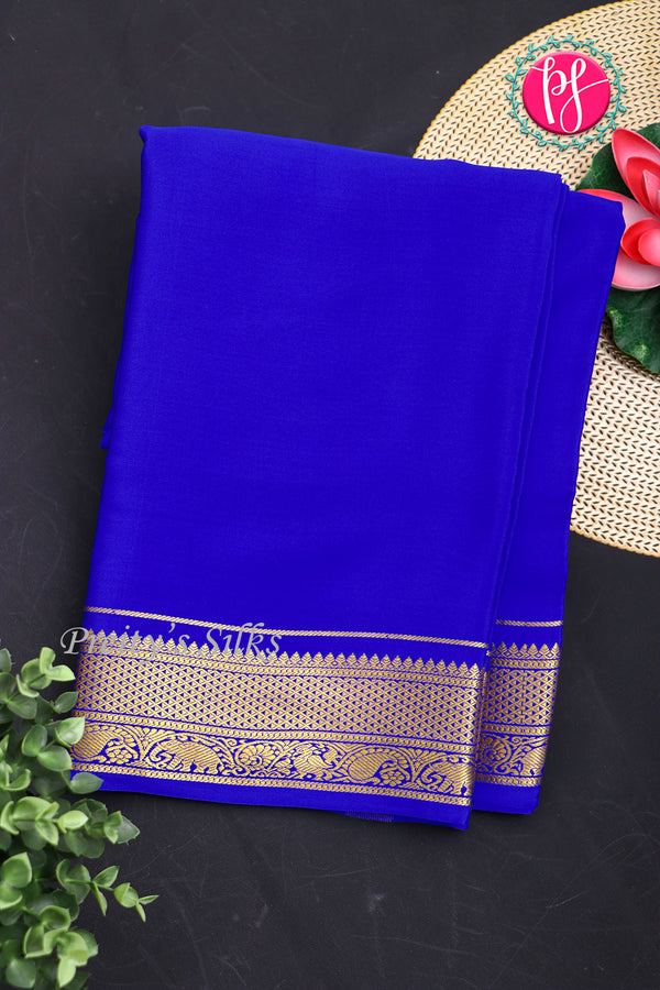 Pure Mysore Crepe Silk Saree-Royalblue-PF20850