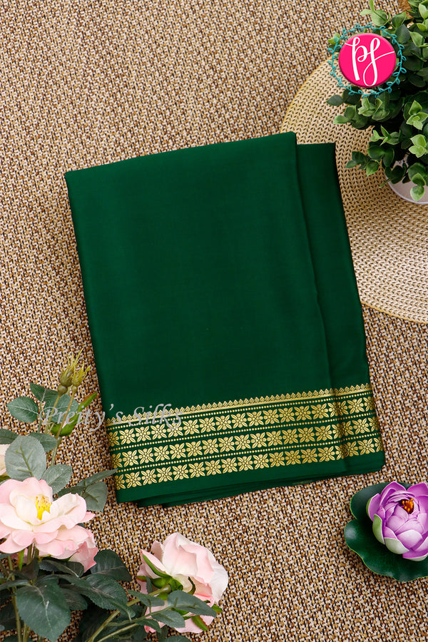 Pure Mysore Crepe Silk Saree-Bottlegreen-PA19578