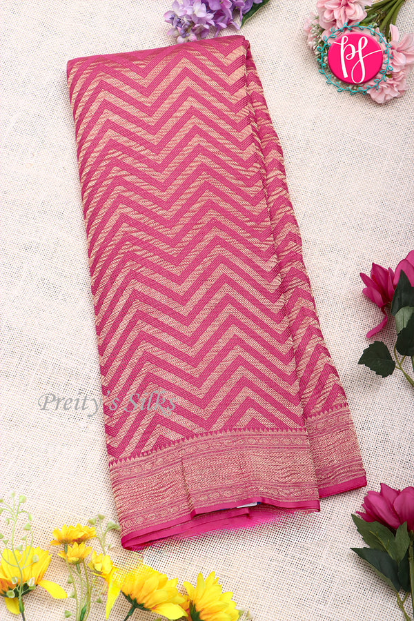 PURE KADDI BANARASI GEORGETTE SILK SAREE-Pink-PA23860