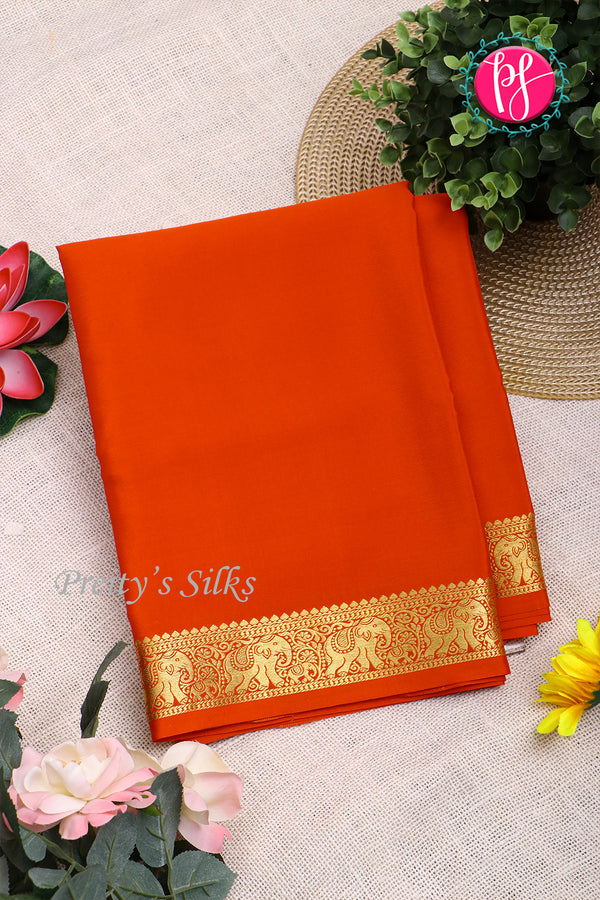 Pure Mysore Crepe Silk Saree-Orange-PA19804