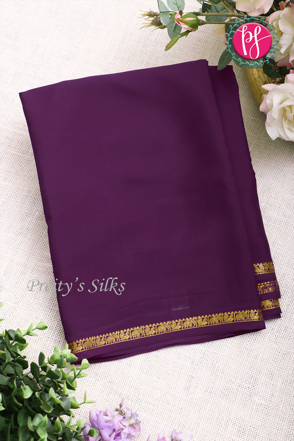 Pure Mysore Crepe Silk Saree -Wine-PF84177