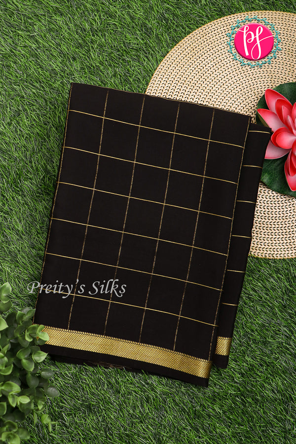 Pure Mysore Crepe Silk Saree-Singlechecks-PA20527
