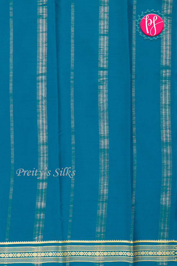 Pure Mysore Crepe Silk Saree -Peacock blue-PF46924