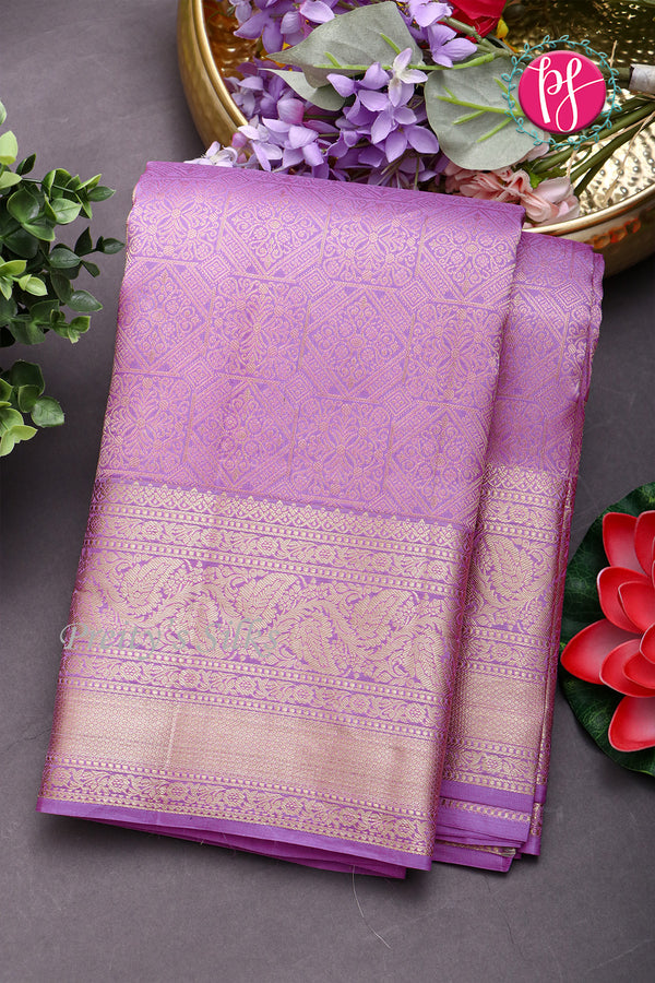 Pure Kanchipuram Silk Saree-Lavender-PA04479