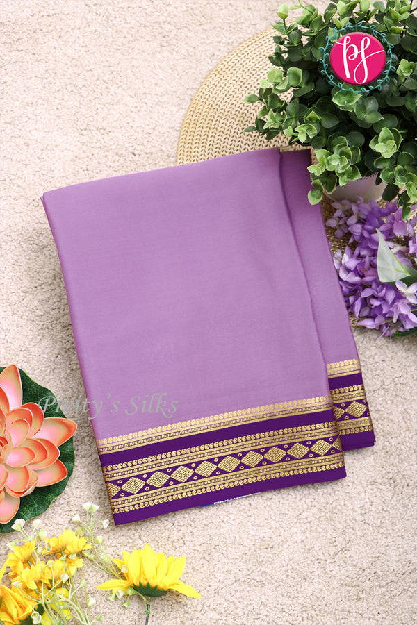 Pure Mysore Crepe Silk Saree-Lavender And Purple-PA19913