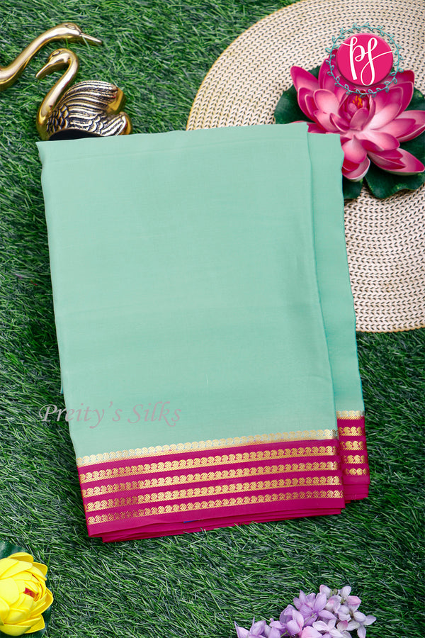 Pure Mysore Crepe Silk Saree-Seagreen And Mejentapink-PA19960