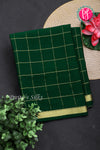 Pure Mysore Crepe Silk Saree-Singlechecks-Bottlegreen-PA20527