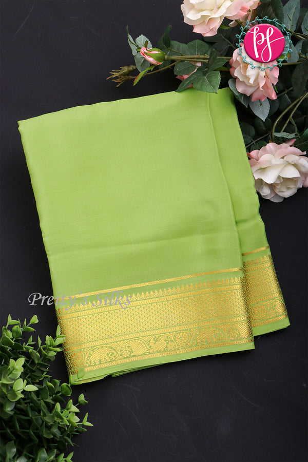 Pure Mysore Crepe Silk Saree -Pistagreen-PA01331