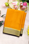 Pure Mysore Crepe Silk Saree-Mustardyellow And Black-PF82729