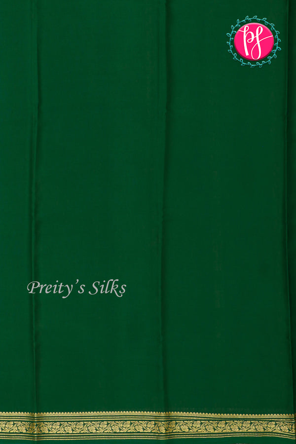 Pure Mysore Crepe Silk Saree-Crimson Red And Bottlegreen- PA28638