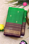 Half Pure Kanchipuram Silk Saree-Green And Deeppurple-PA25779