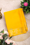Pure Mysore Crepe Silk Saree-Gandaberunda Border-Yellow-PF84405