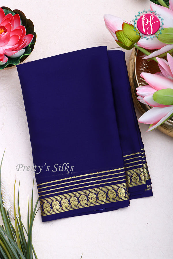 Pure Mysore Crepe Silk Saree -Navyblue-PA03096