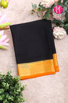Pure Mysore Crepe Silk Saree -Black And Orange-PF82724