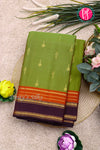 Half Pure Kanchipuram Silk Saree-Green And Deepbrwn-PA24684