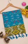 Pure Pochampally Soft Silk saree - Olive Green - Sky Blue-PF38076