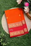 Half Pure Kanchipuram Silk Saree-Orange And Red-PA25793