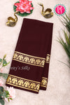 Pure Mysore Crepe Silk Saree-Gandaberunda Border-Chocolatebrown-PA20598