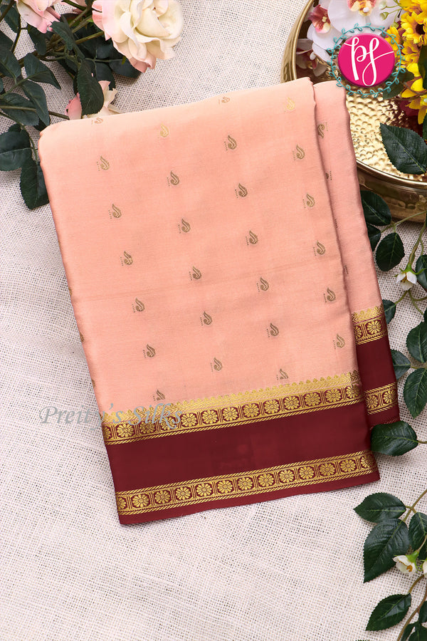 Pure Mysore Crepe Silk Saree With Bentex Border-PF80241