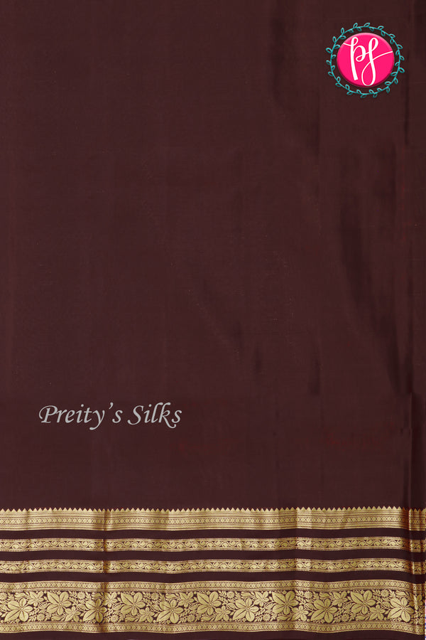 Kanchipuram Soft Silk Saree-Metallicgreen And Deepbrown-PA27210