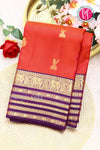 Pure Kanchipuram Silk Saree-Rustorange And Purple-PF47955