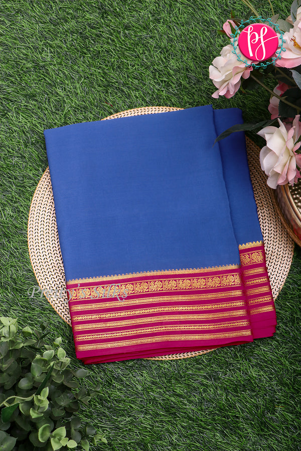 Pure Mysore Crepe Silk Saree-Bluishgrey And Pink-PA26302