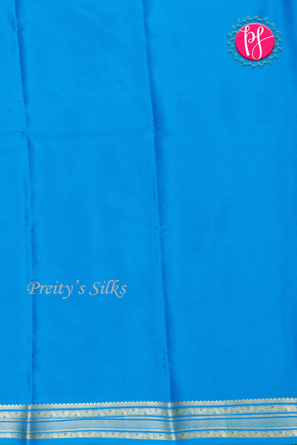Pure Mysore Crepe Silk Saree-Royalblue And Tealblue-PA28981