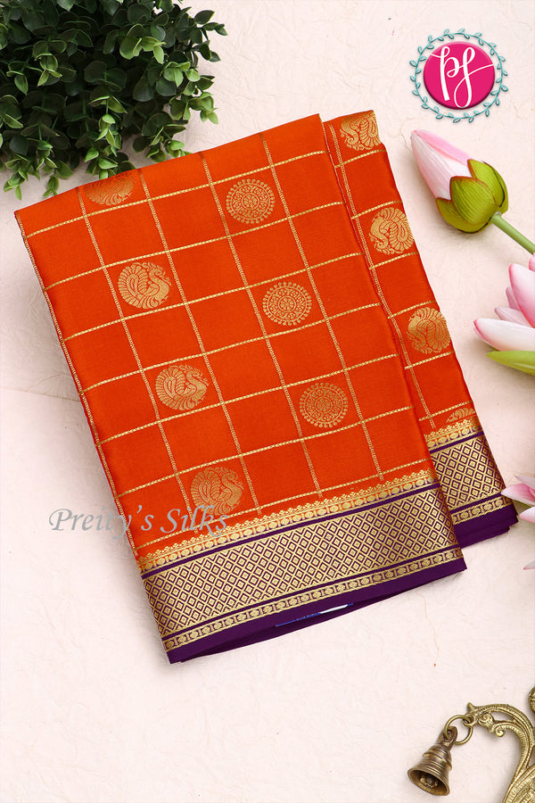 Pure Mysore Crepe Silk Saree -Kanakambara And Deepvoilet-PA72868