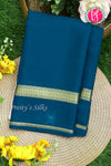 Pure Mysore Crepe Silk Saree-Peacockblue-PA21800