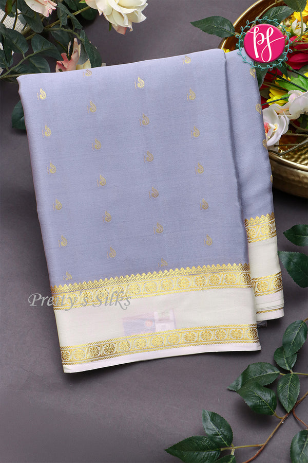 Pure Mysore Crepe Silk Saree With Bentex Border-PF80241