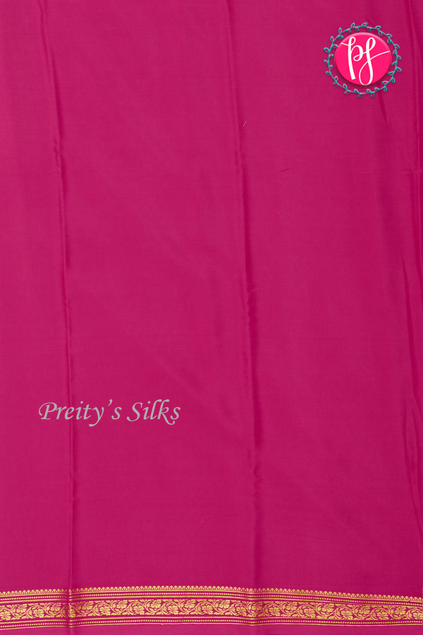 Pure Mysore Crepe Silk Saree-Pistagreen And Pink-PA28638