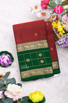 Half Pure Kanchipuram Silk Saree-Maroon And Bottlegreen-PA24684