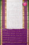 Pure Mysore Crepe Silk saree-White And Purple-PF45500