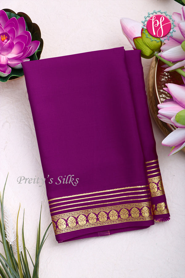 Pure Mysore Crepe Silk Saree -Wine-PA03096