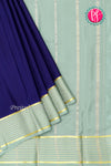 Pure Mysore Crepe Silk Saree-Navyblue And Ash Grey-PA28865