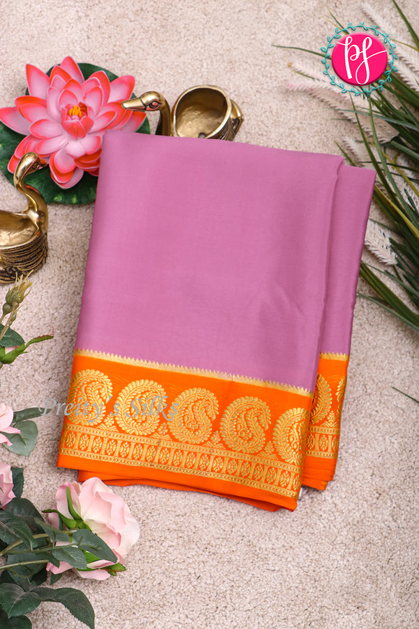 Pure Mysore Crepe Silk Saree-Onionpink And Orange-PA20648