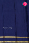 Pure Mysore Crepe Silk Saree-Bluishgrey And Navyblue-PA22264