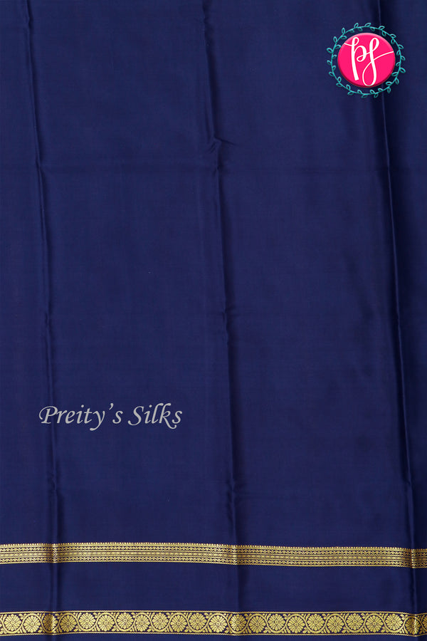 Pure Mysore Crepe Silk Saree-Bluishgrey And Navyblue-PA22264