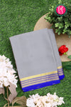 Pure Mysore Crepe Silk Saree-Grey And Royalblue-PA22237