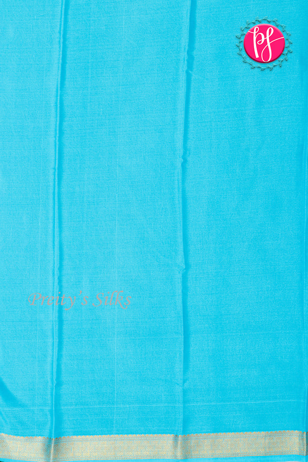 Pure Mysore Crepe Silk Saree-Aquablue-PA33565
